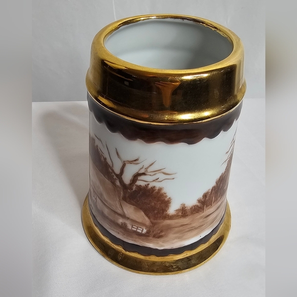 Vintage Hand Painted Beer Stein Mug  Country Scene - Picture 2 of 7